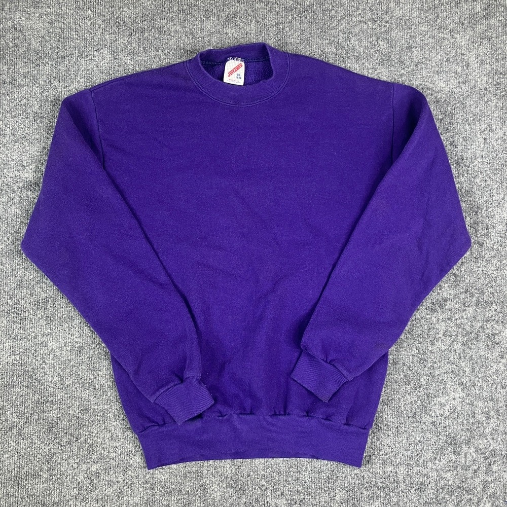 Jerzees Sweatshirt Youth Size XL Purple Crewneck Pullover Fleece Basic